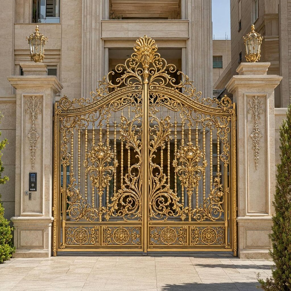 خرید درب پارکینگ مشکی طلایی با قاب ظریف در بندر عباس خرید درب پارکینگ مشکی طلایی با قاب ظریف در بندر عباس