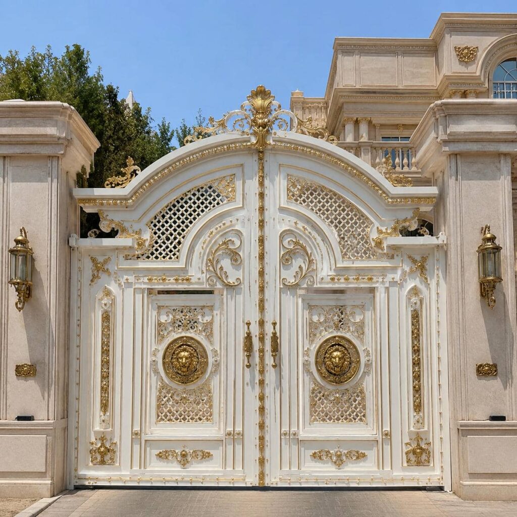 11 مدل درب ویلایی سفید طلایی نمای کلاسیک در بندر عباس