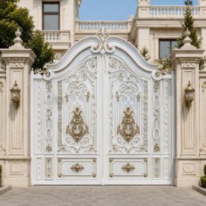 6 مدل درب حیاط سفید طلایی در بندر عباس