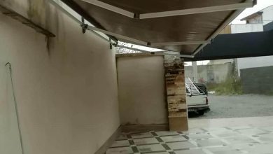 سایبان حیاط بندر عباس با پوشش مقاوم ورودی