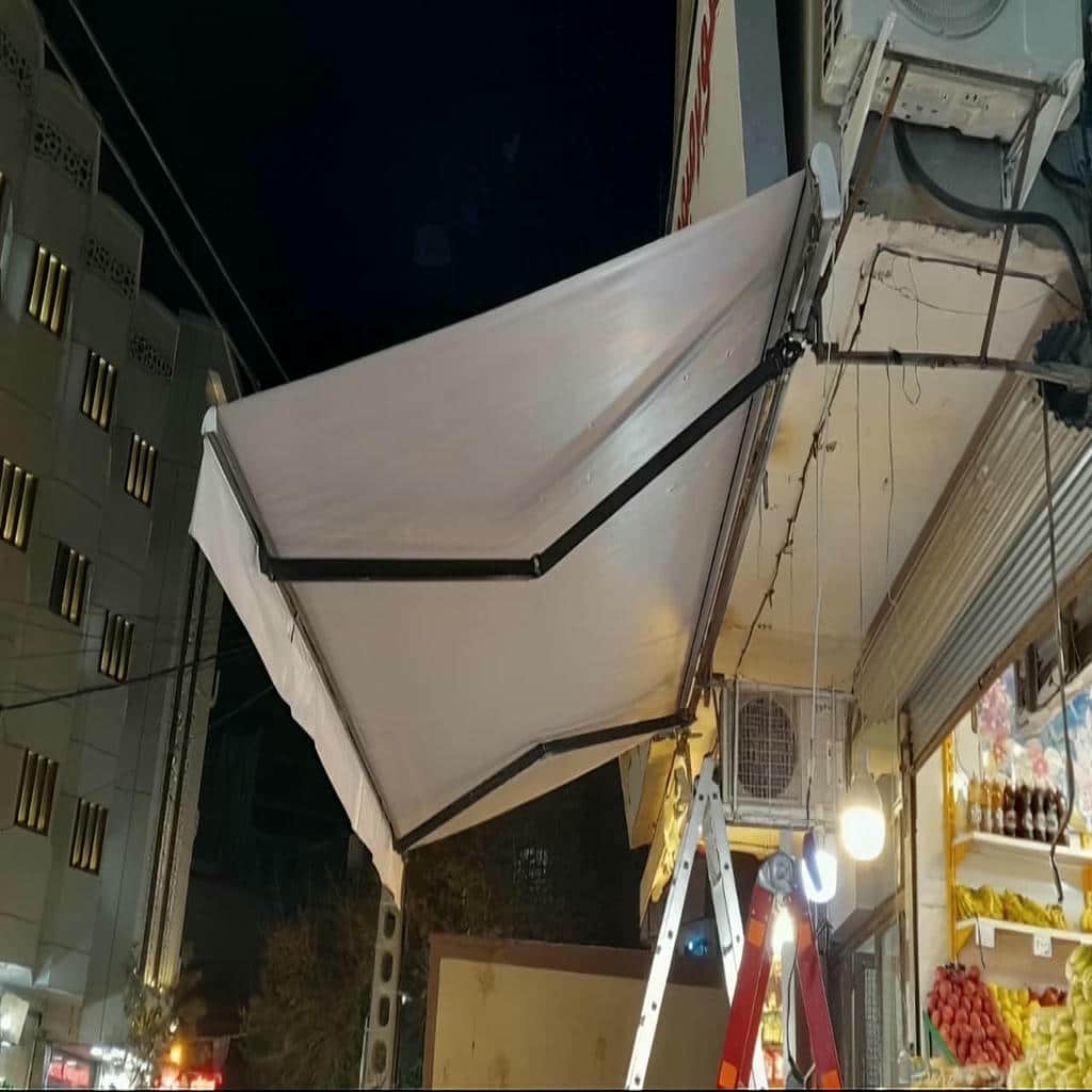 سایه بان متحرک بندر عباس نمای ساختمان
