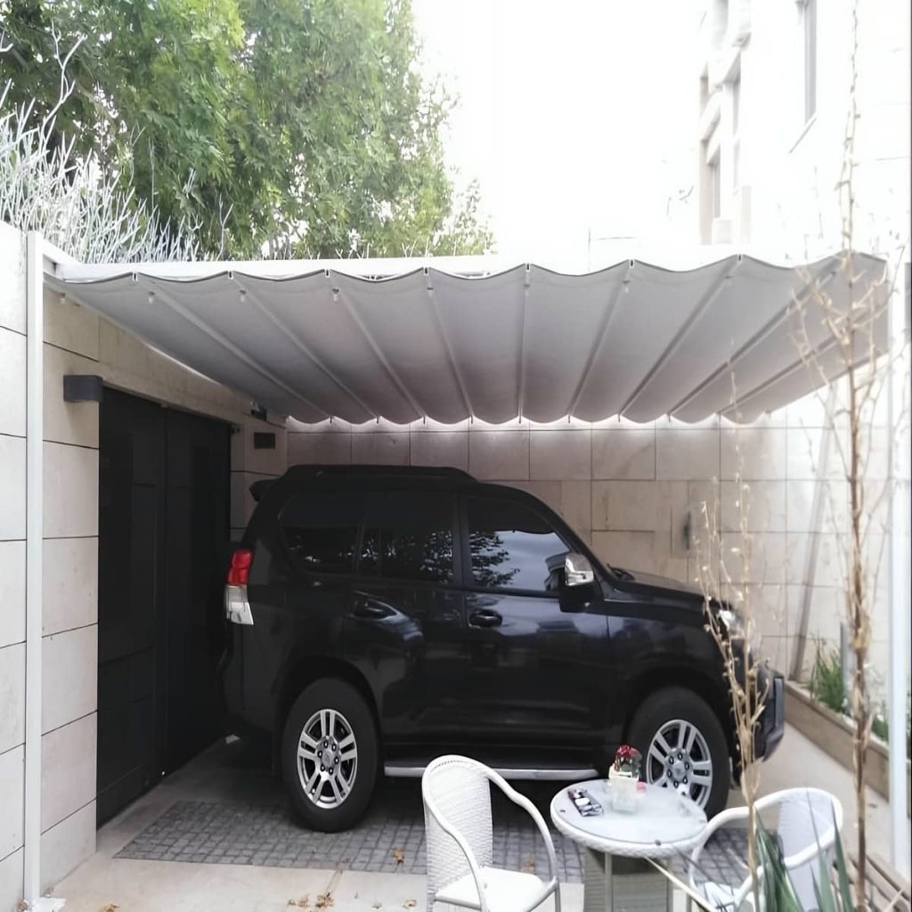 سقف متحرک پارچه ای بندر عباس سازه جمع شونده مدرن