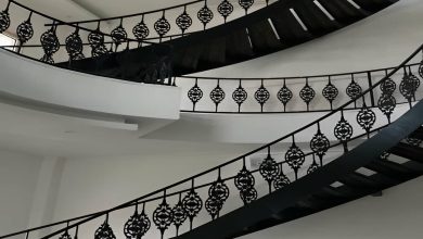 نرده فرفورژه راه پله بندر عباس طرح فلزی کلاسیک